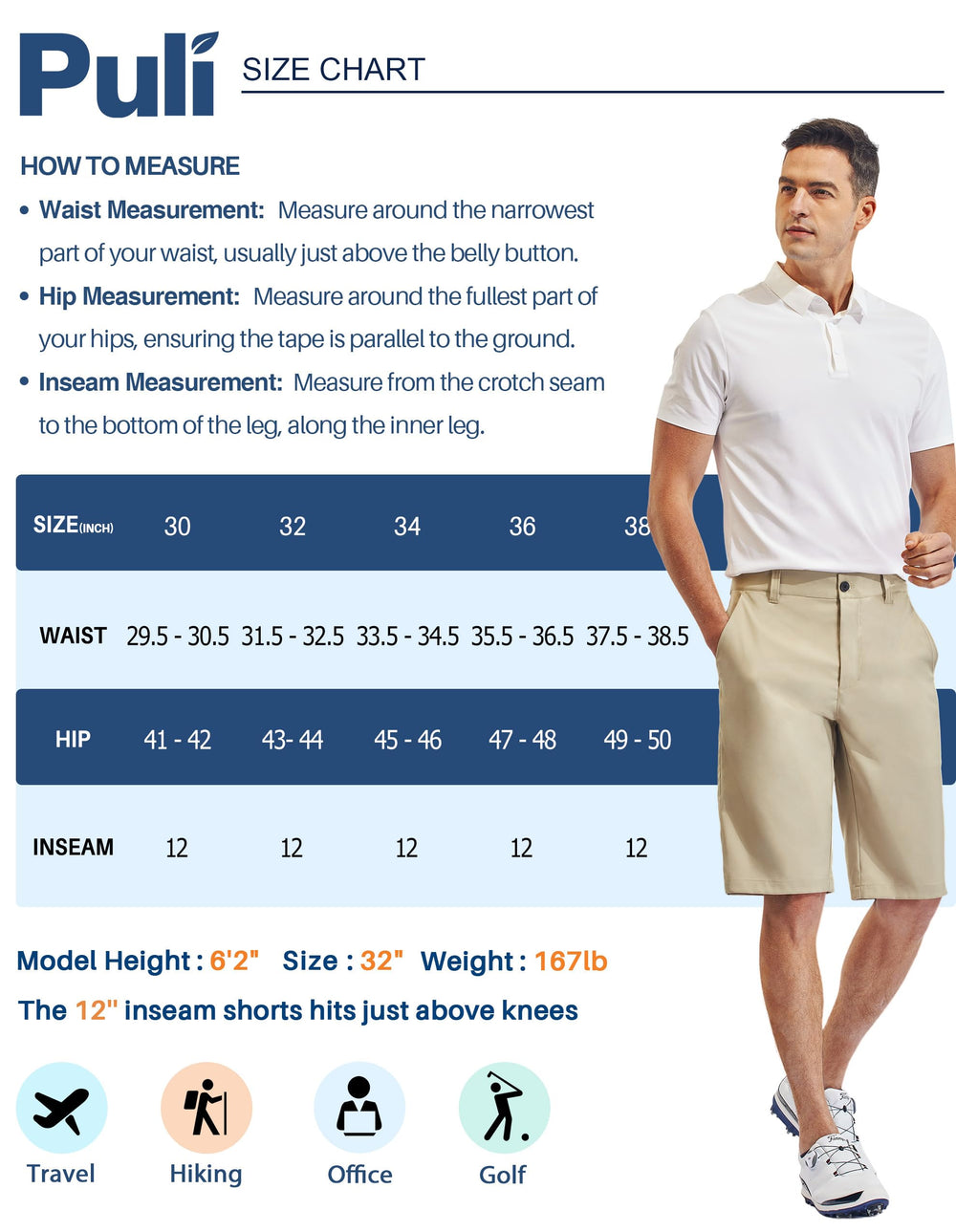 PULI hiking shorts care wash illustrating easy care and quick-dry performance.
