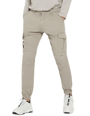 PULI men's slim fit hiking pants front view in stone for outdoor comfort