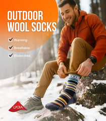PULIOU Merino socks anti-pill-durability pair indicating long-lasting shape after wear