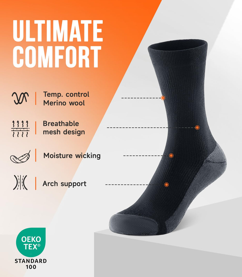 PULIOU merino wool socks arch support close-up demonstrates fatigue relief.