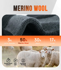 PULIOU merino wool socks cuff and heel detail shows snug fit.