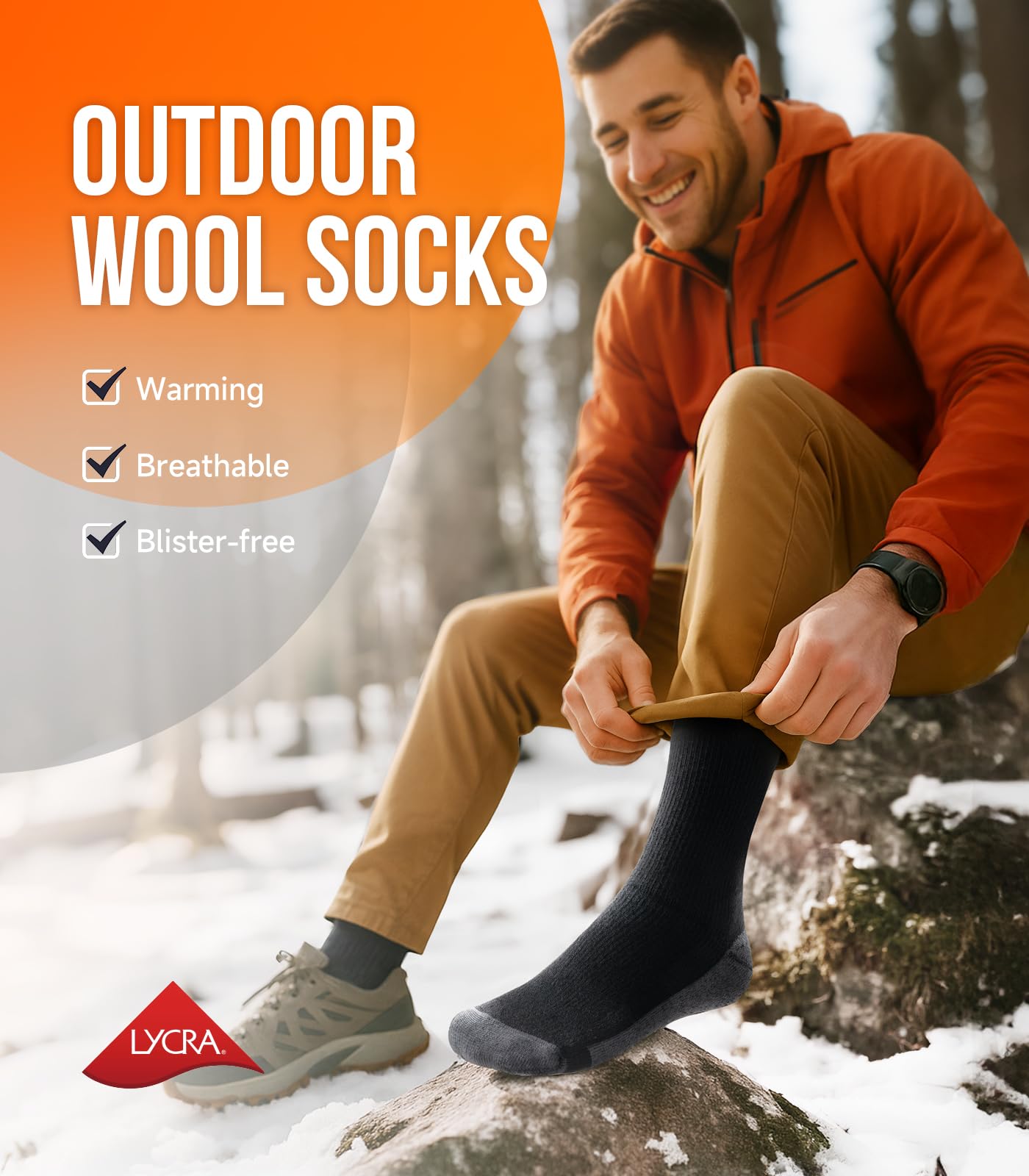 PULIOU Merino sock seamless knit reduces friction for blister-free wear