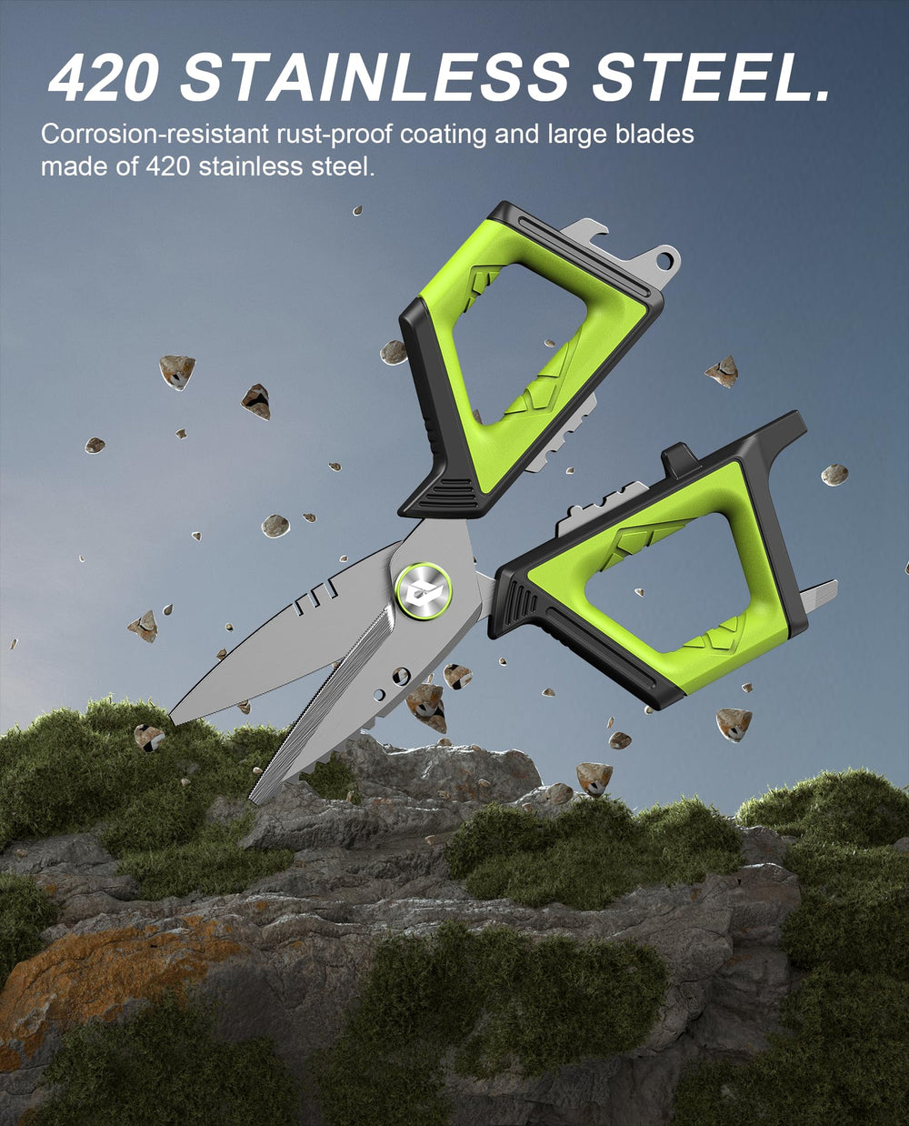 Braided line cutting with micro-serrations on Pullther blades