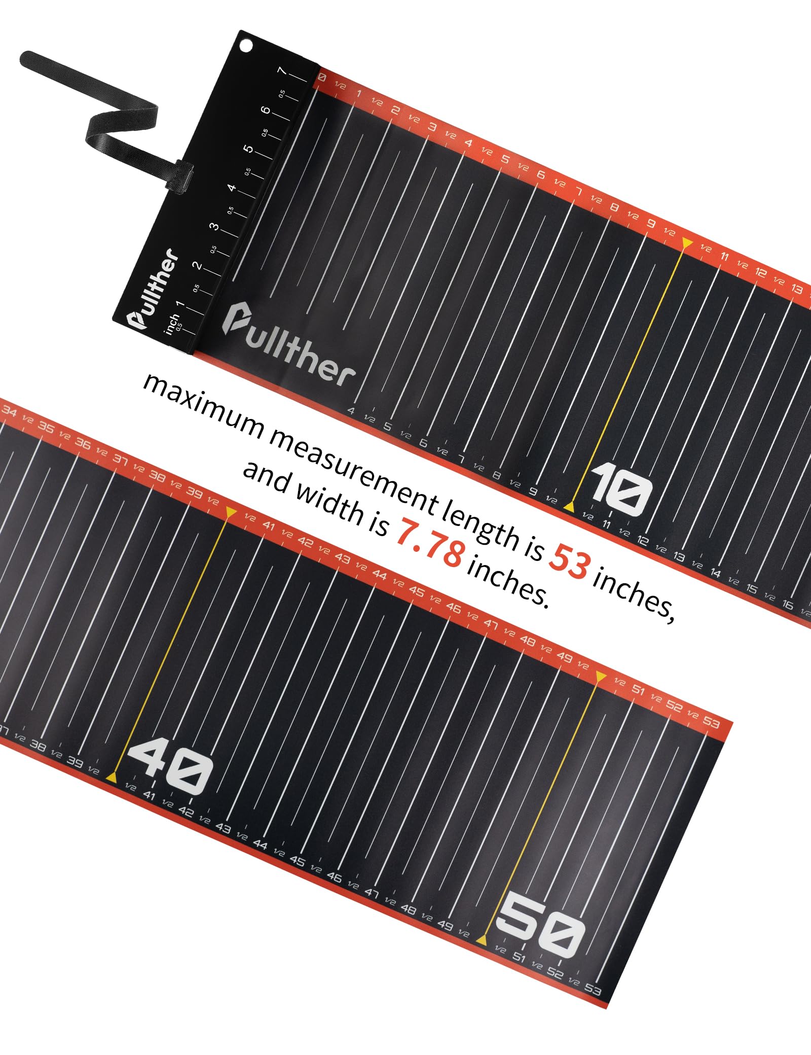 Pullther Fishing waterproof ruler with bold numbers is easy to read in low light.