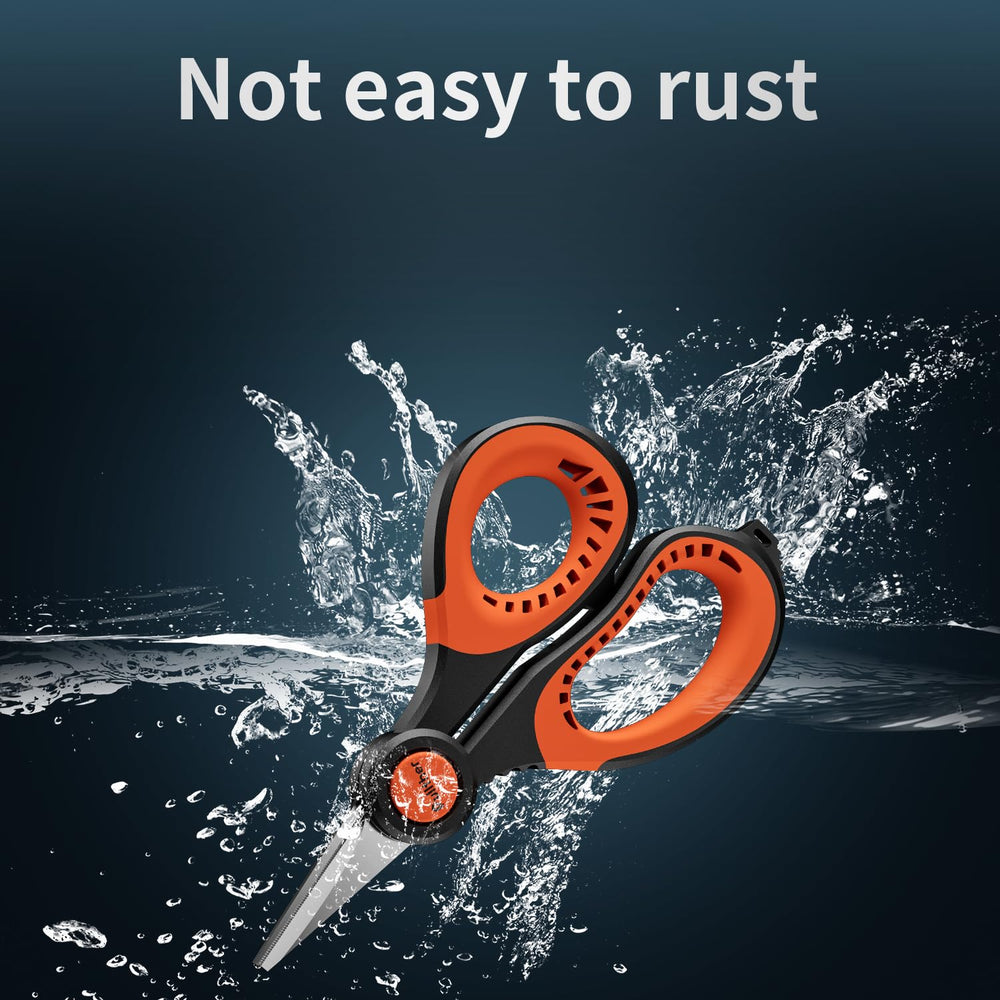 Non-slip rubber grip handles on Pullther fishing scissors