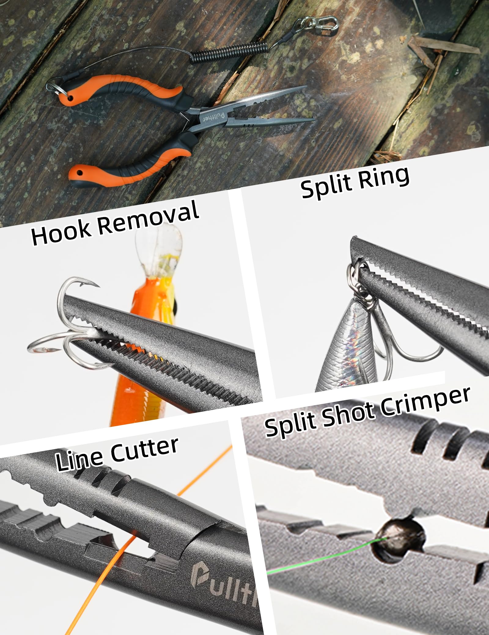 Nonslip grip handle on Pullther fishing pliers
