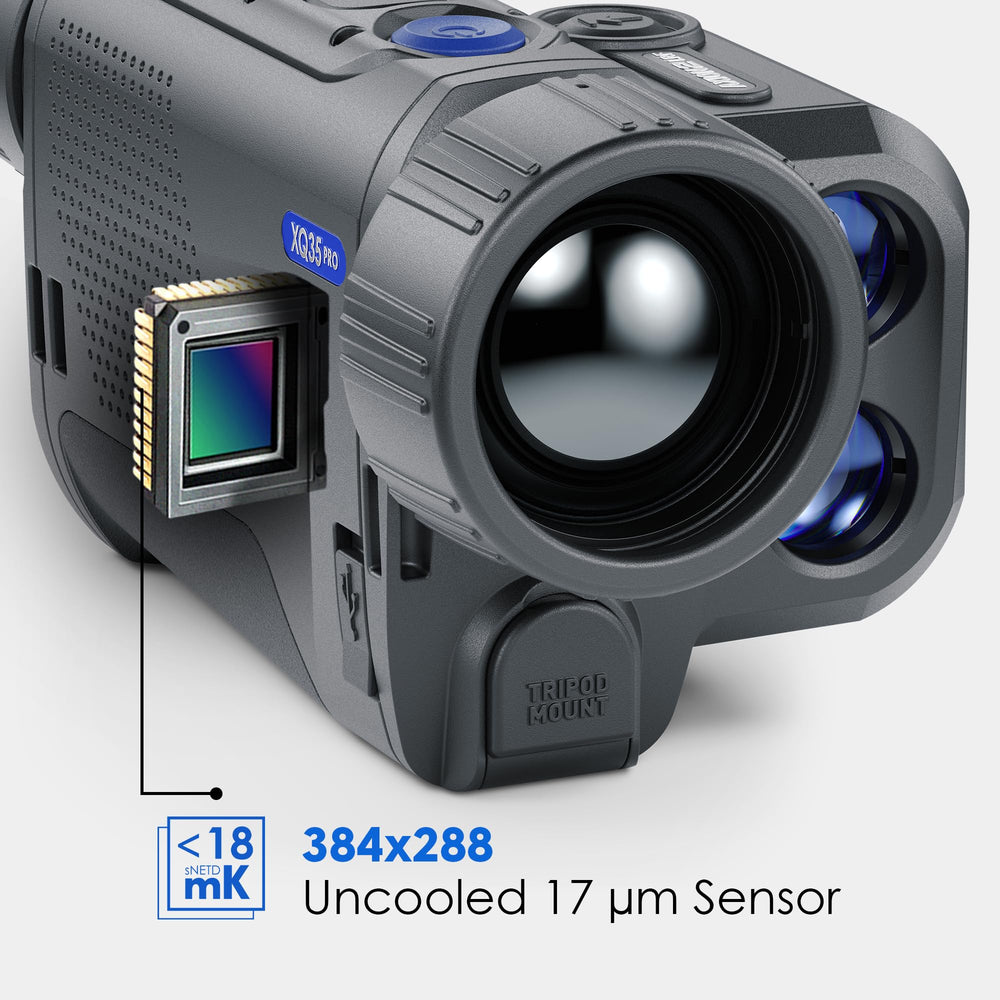 Pulsar Axion 2 LRF XQ35 Pro built-in camera records moments for sharing outdoors.