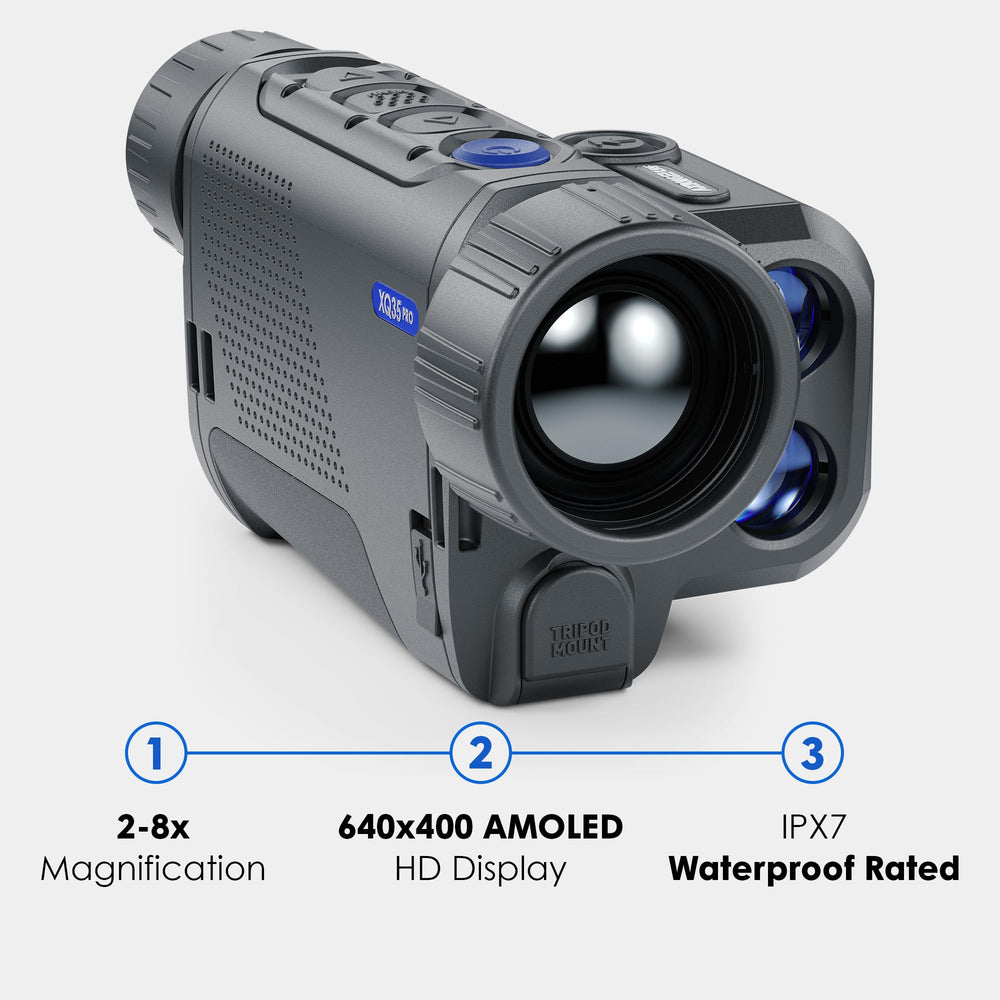 Pulsar Axion 2 LRF XQ35 Pro IPX7 protection guards against water and dust exposure.