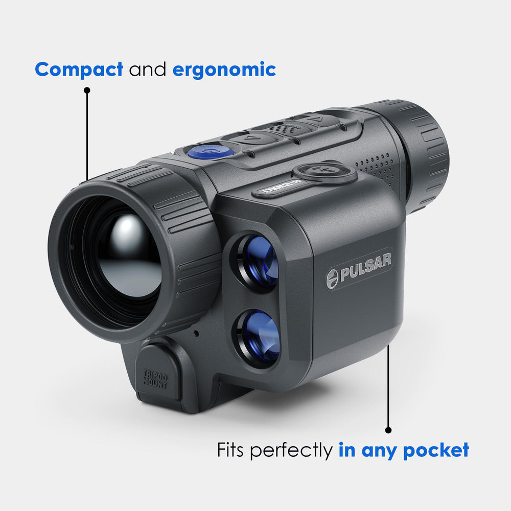 Pulsar Axion 2 LRF XQ35 Pro laser rangefinder provides accurate distance up to 1100 yards.