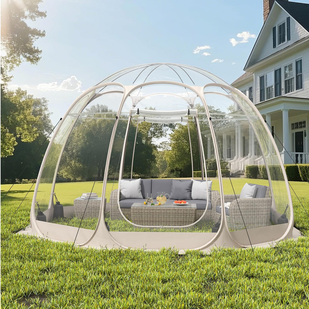 PulseFay Bubble Tent pop-up setup for easy backyard gatherings.