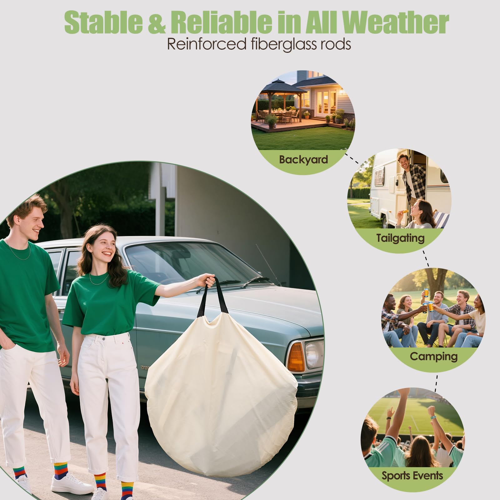 PulseFay wind-resistant design with guy ropes keeps the tent steady.