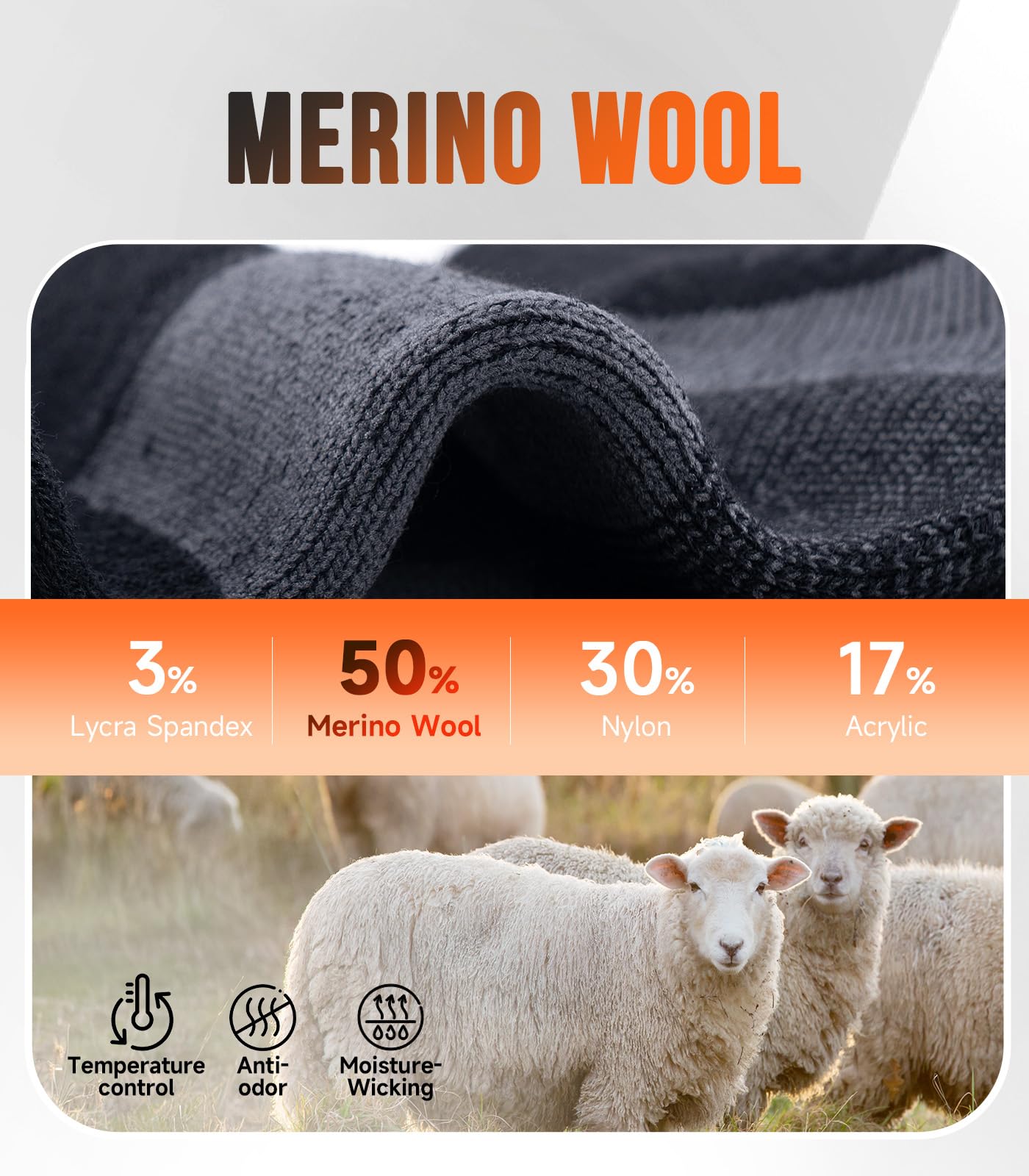 PULIOU Merino Wool Hiking Socks with breathable mesh for moisture management