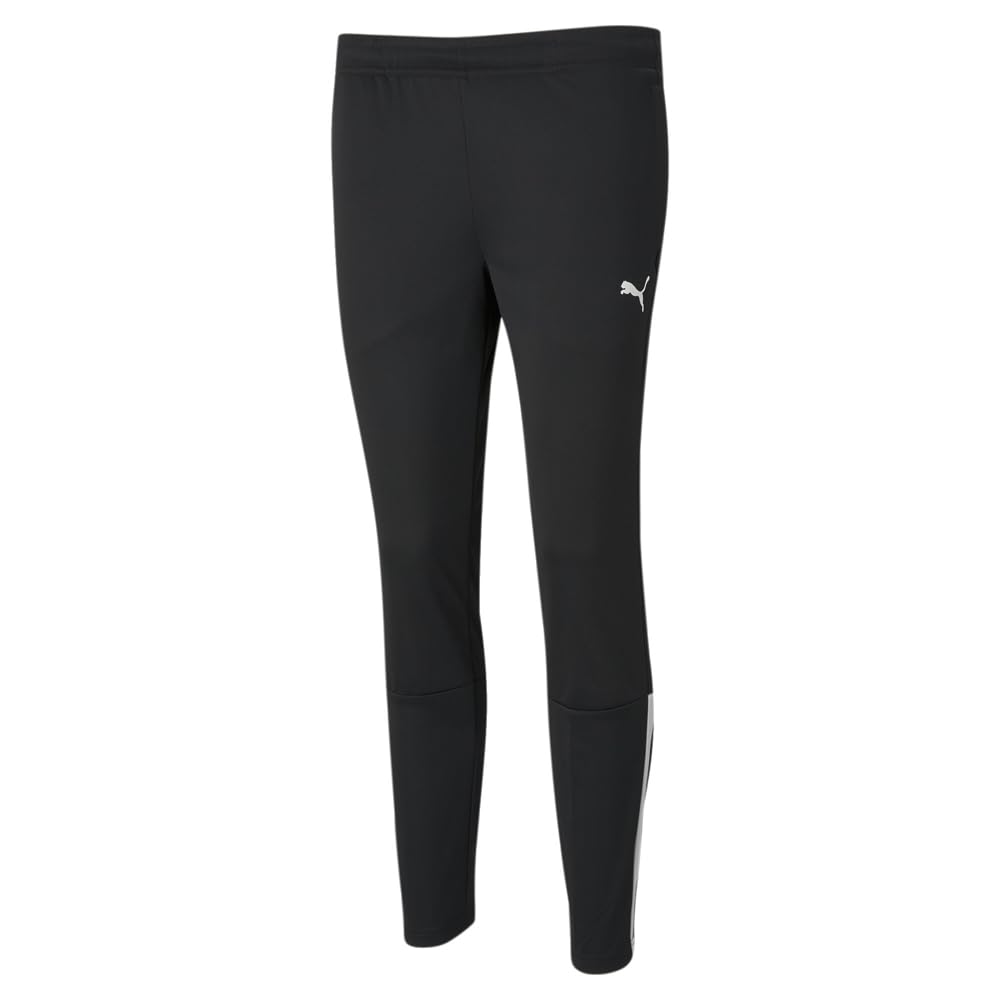 PUMA Teamliga Training Pants front view in black and white for versatile workouts.