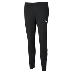 PUMA Teamliga Training Pants front view in black and white for versatile workouts.