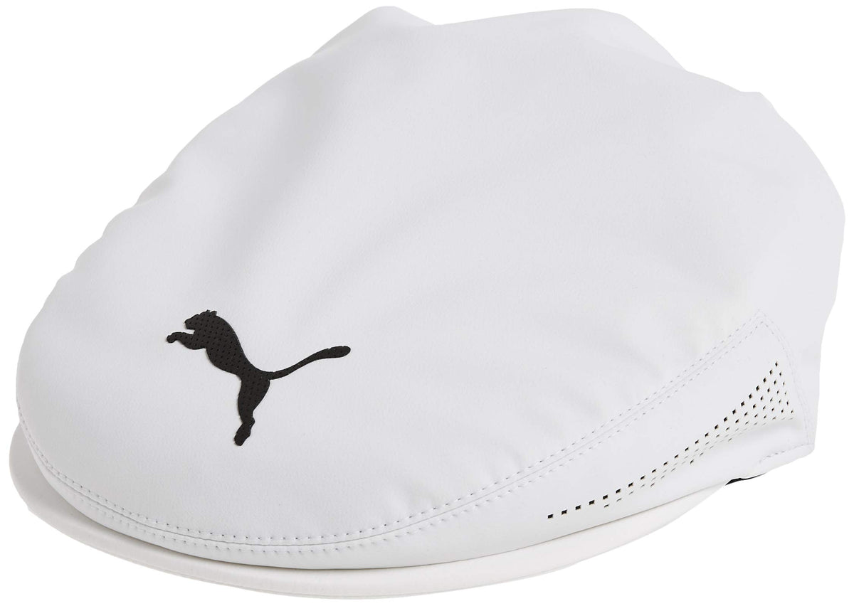 Pumagolf 2020 Men's Tour Driver Hat front view shows bright white finish and sun protection.