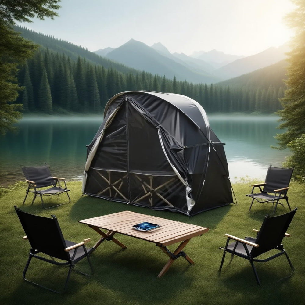 Pumbba cot tent includes a compact storage bag for travel