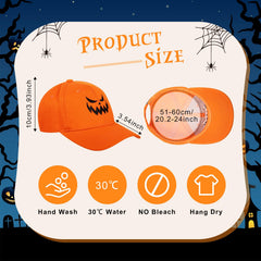 Orange pumpkin cap showing adjustable back strap - back view