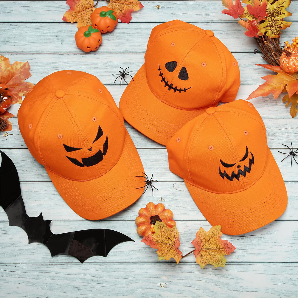 Embroidered pumpkin expressions detail on cap top