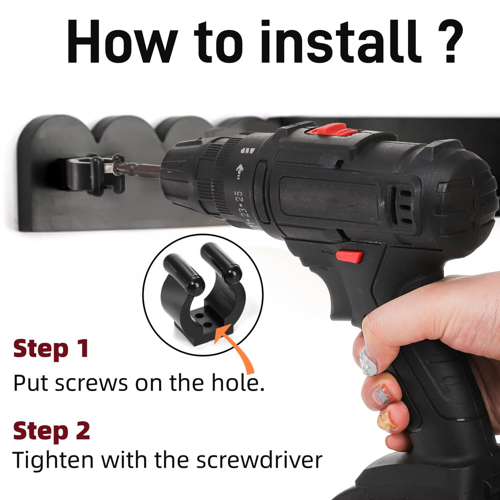 Plastic clips holding a fishing rod and billiard cue