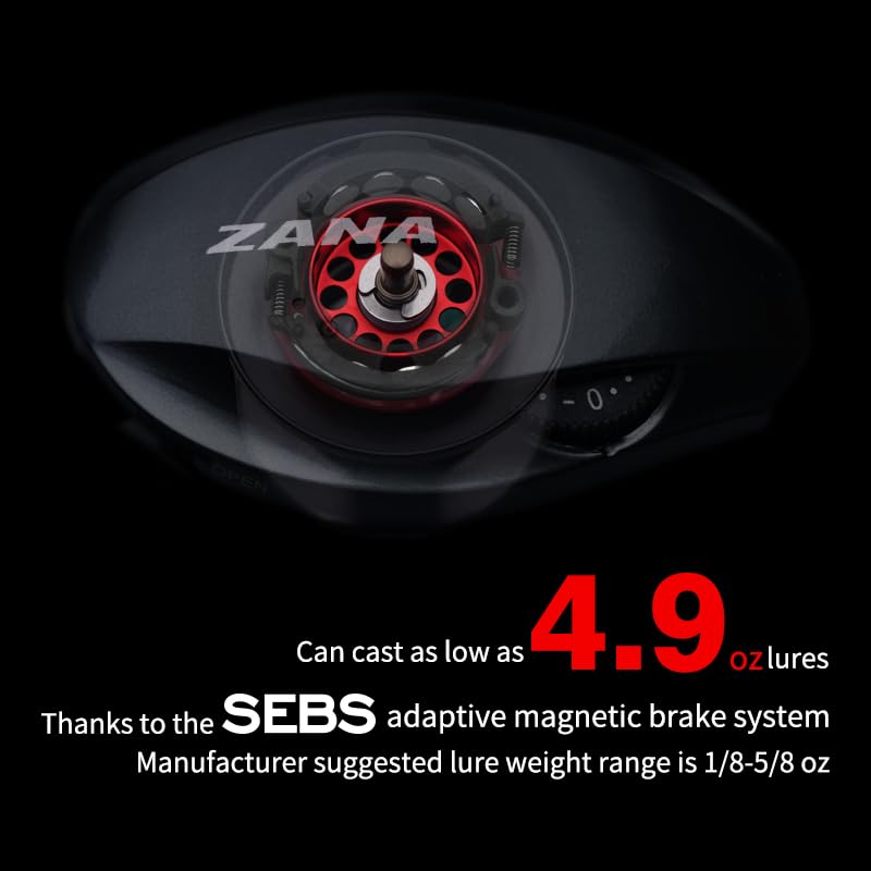Pure Lure Zana reel carbon handle offers sturdy grip for accurate casts.