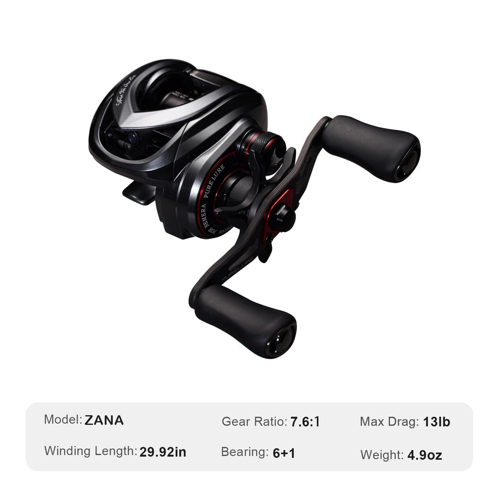 Pure Lure Zana reel side grip emphasizes comfort during long sessions and precise control.