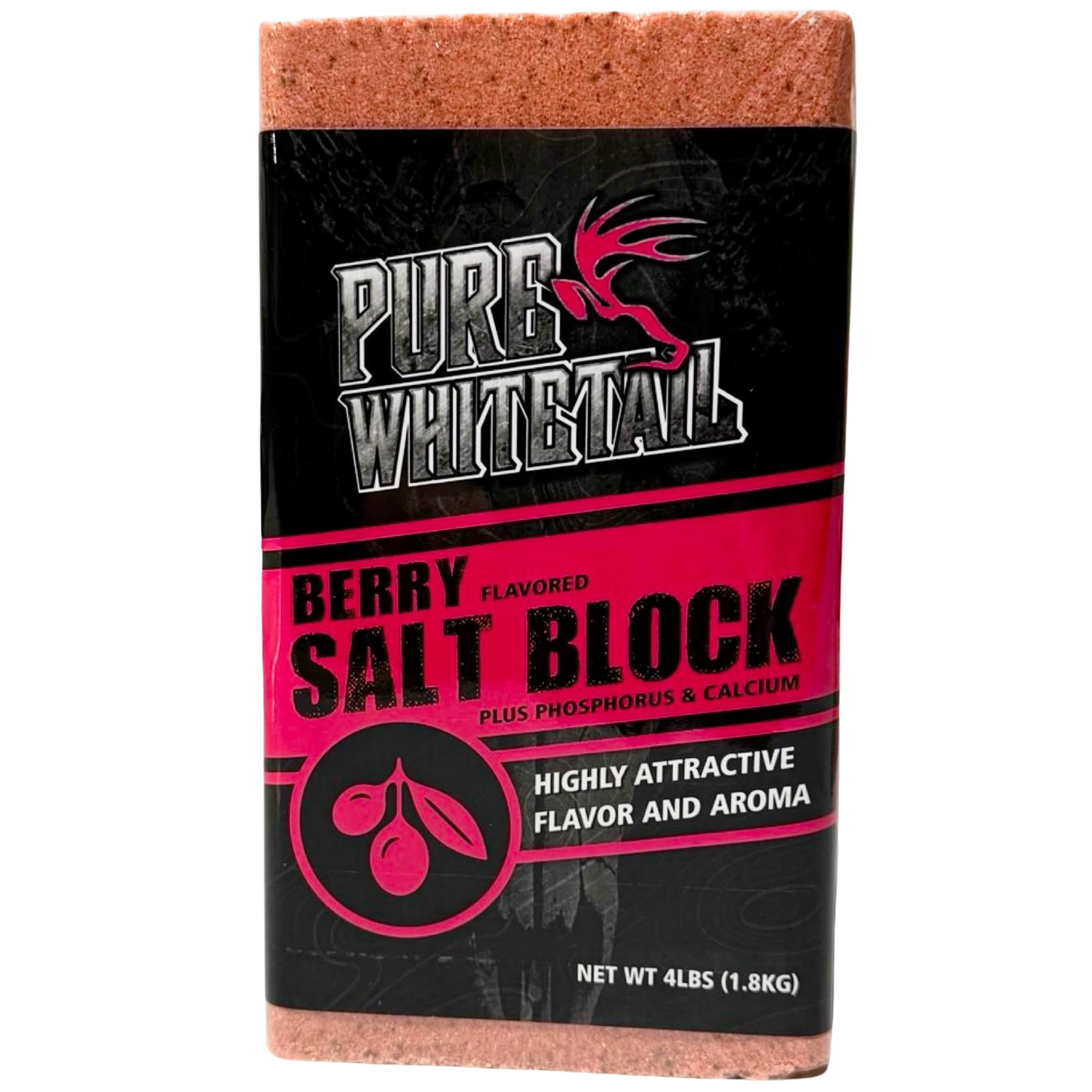 Pure Whitetail Berry Salt Block front view attracts deer to your feed site