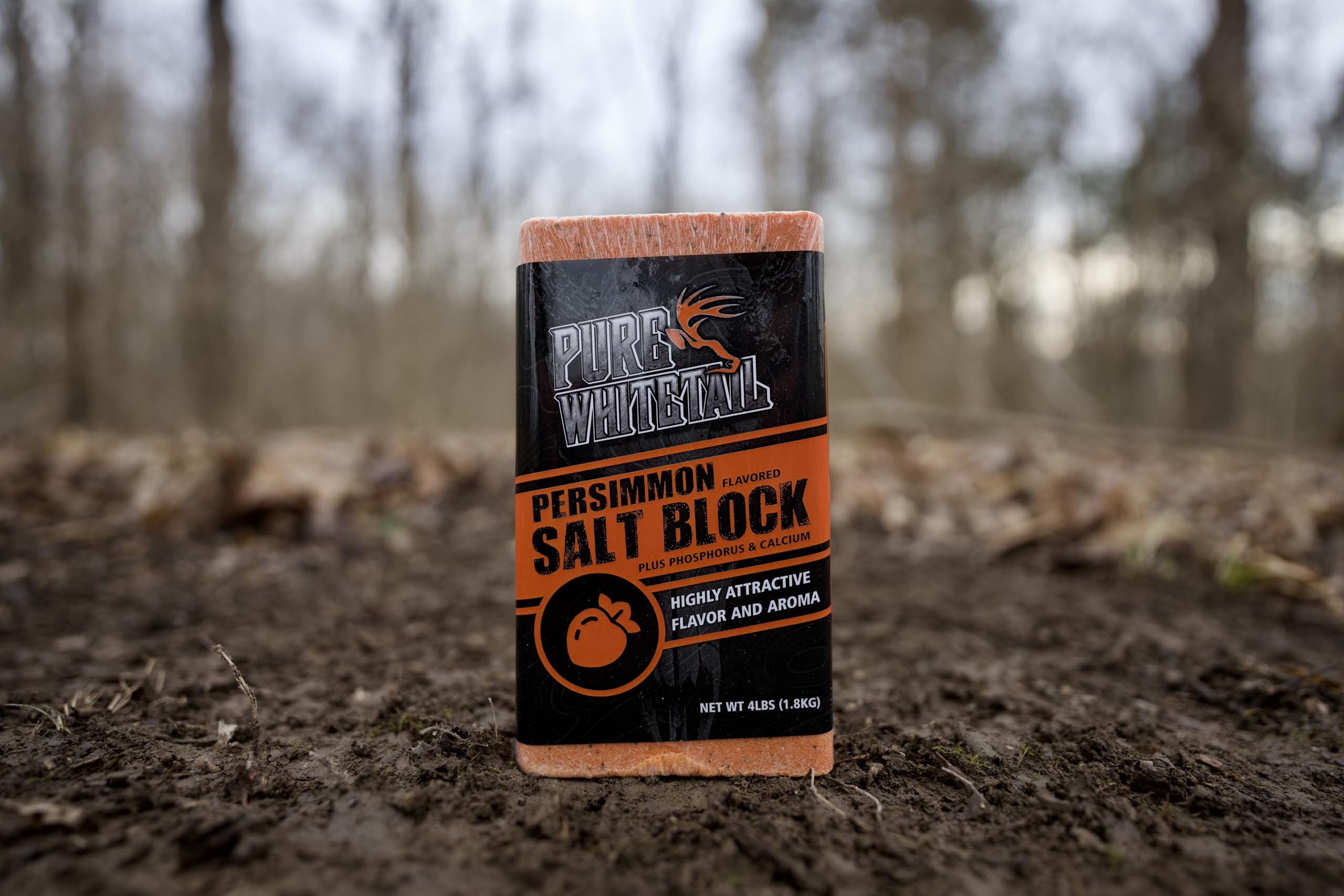Close-up texture of persimmon salt block highlights rugged, ready-to-use design.