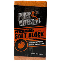 Pure Whitetail Persimmon Salt Block attracts deer to the lick with flavor and minerals.