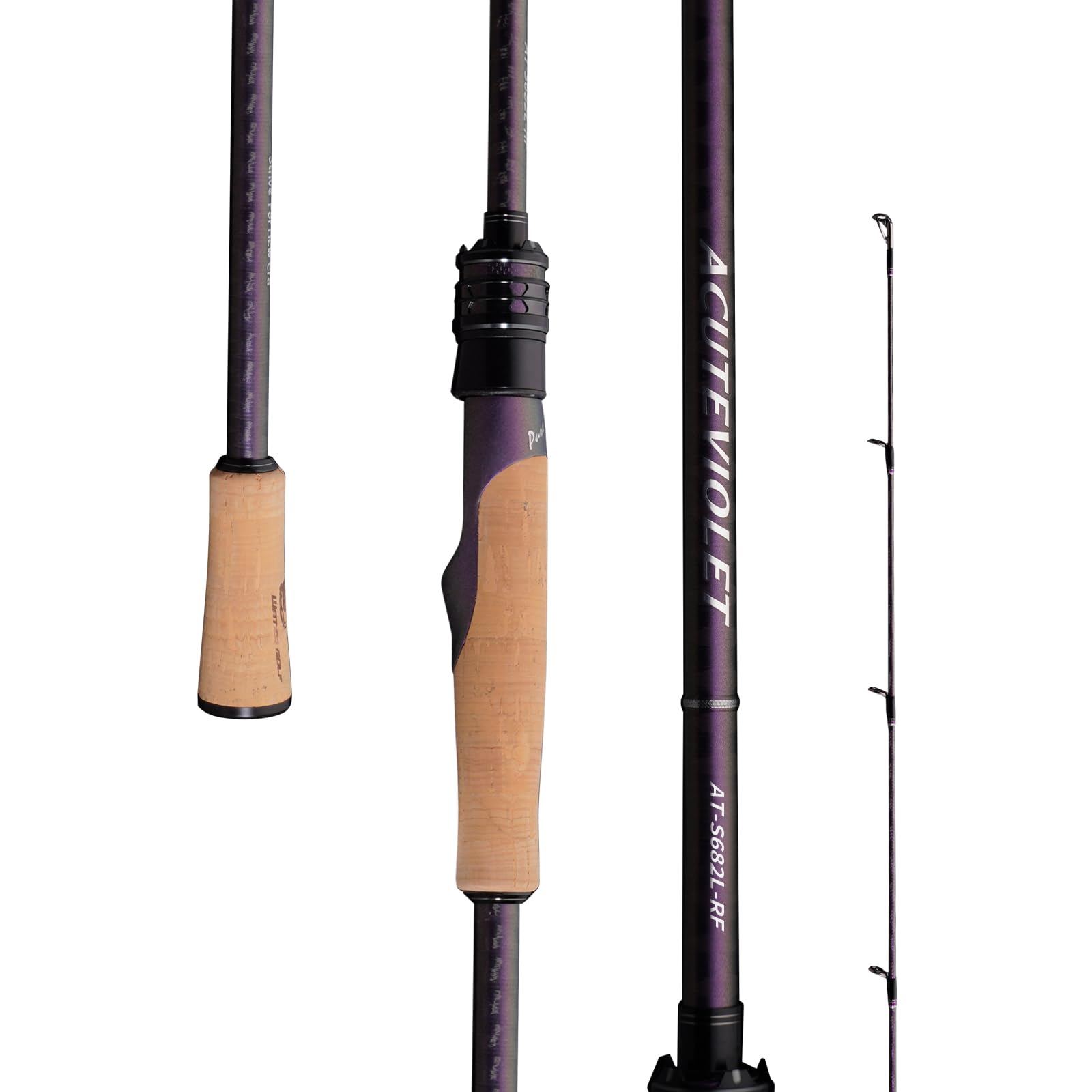 PureLure Acuteviolet 7ft spinning rod with cork handle, overview for bass fishing