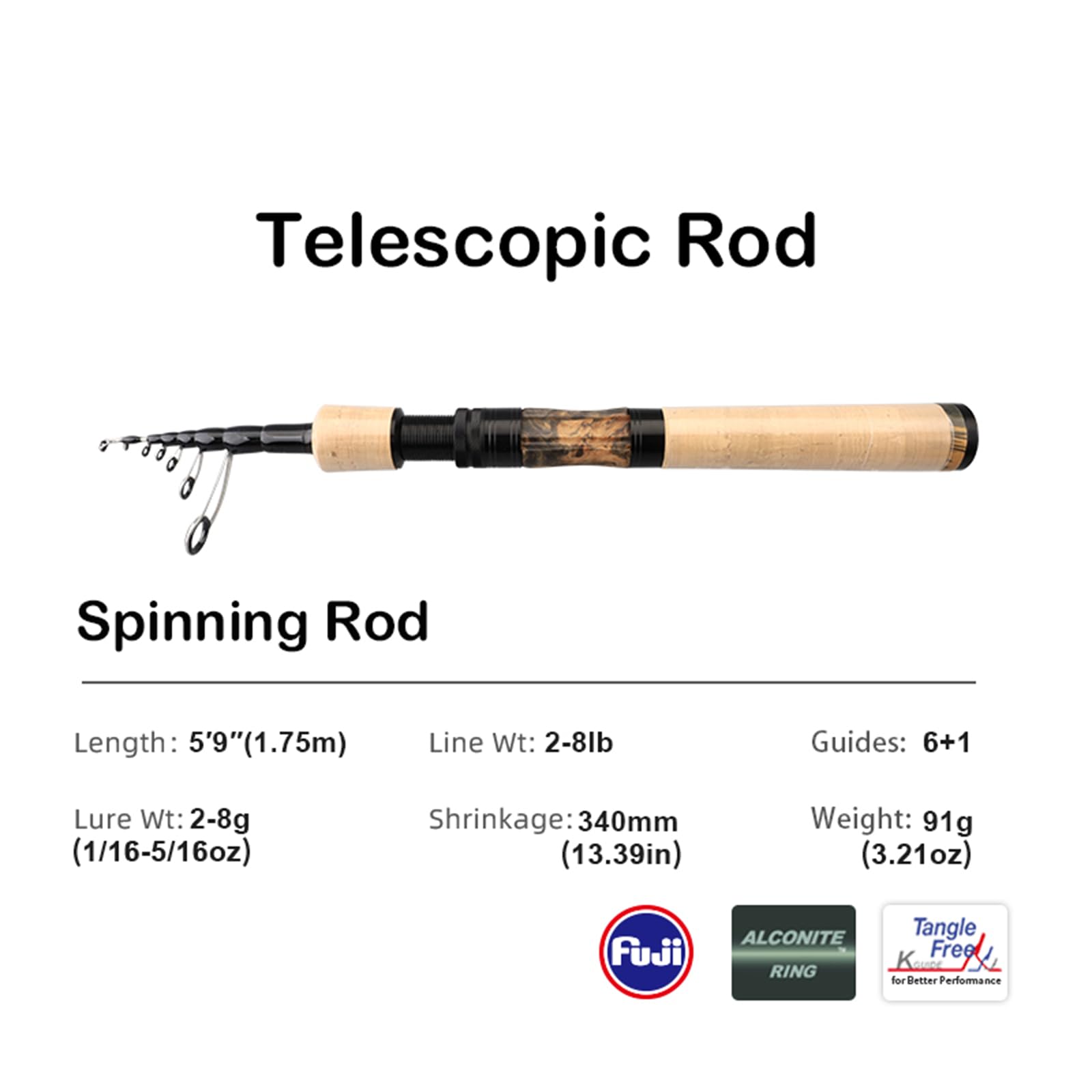 Pure Lure carbon fiber spinning rod highlighting high sensitivity tip