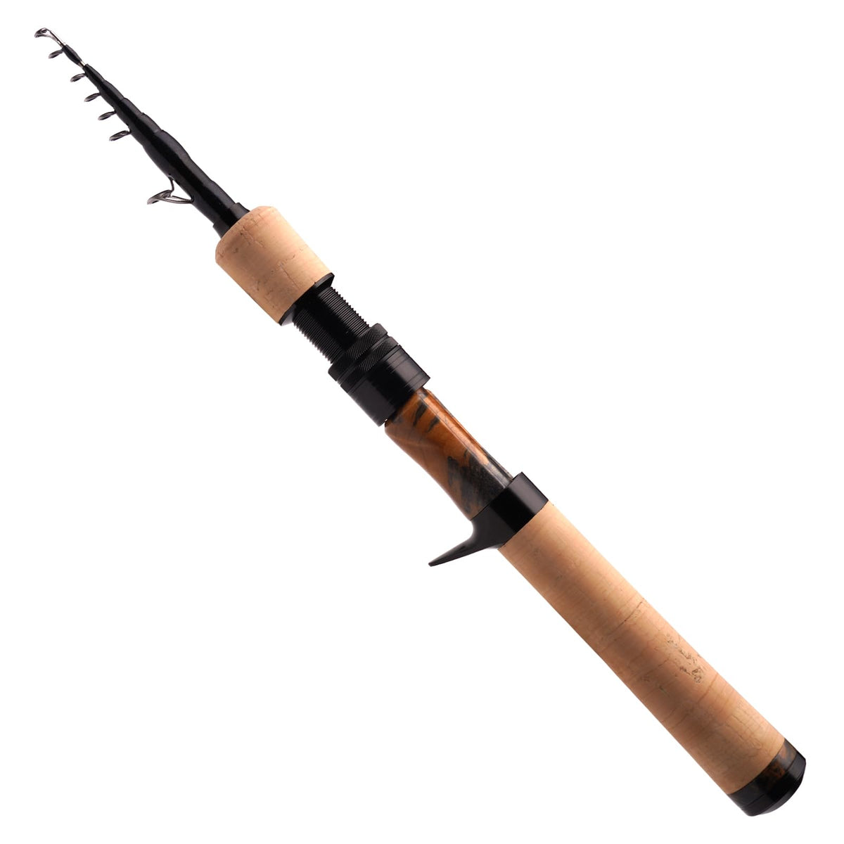 PureLure collapsible travel rod demonstrates portability for on the go fishing.
