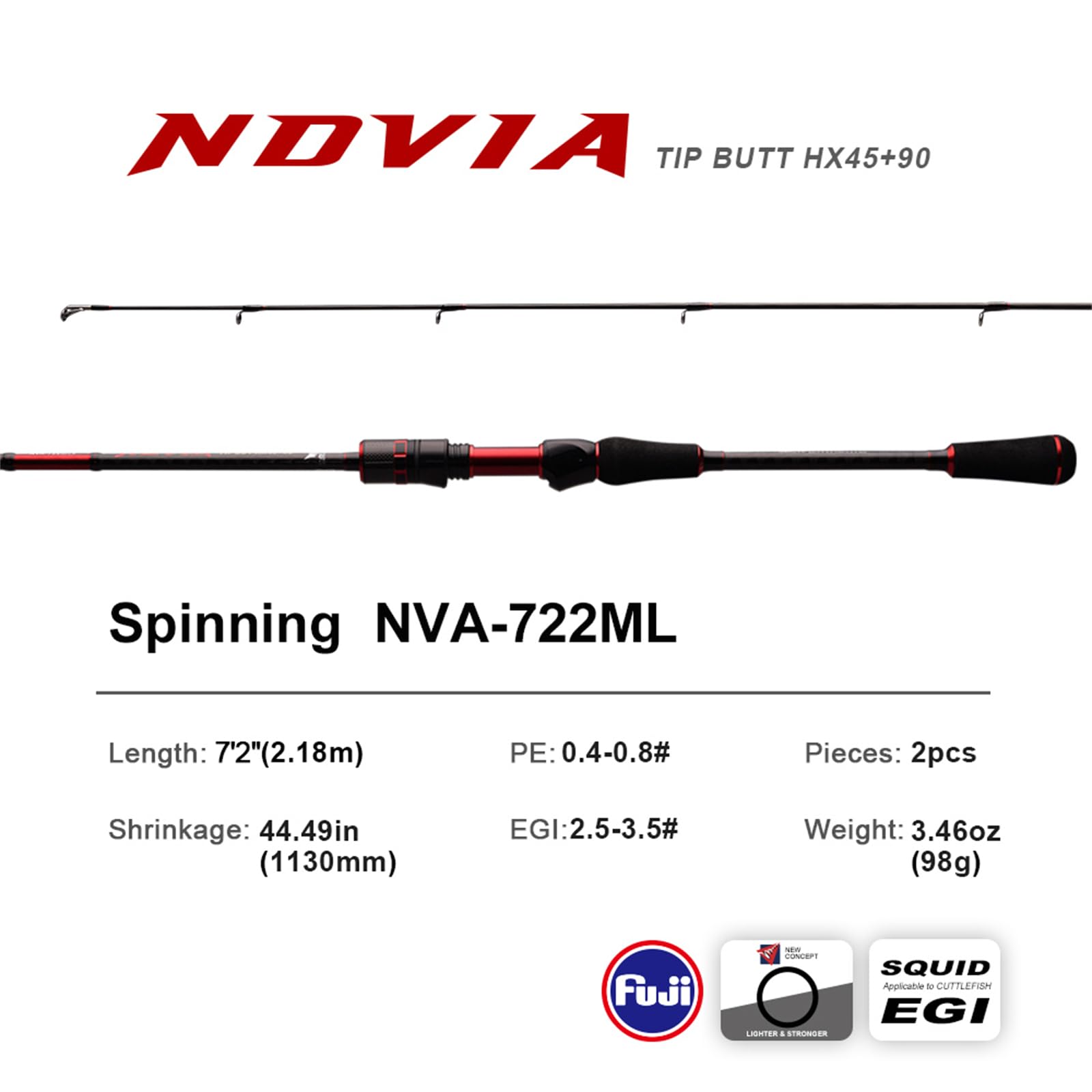 PureLure EGI rod featuring HX 45+90 reinforcement for powerful casting.