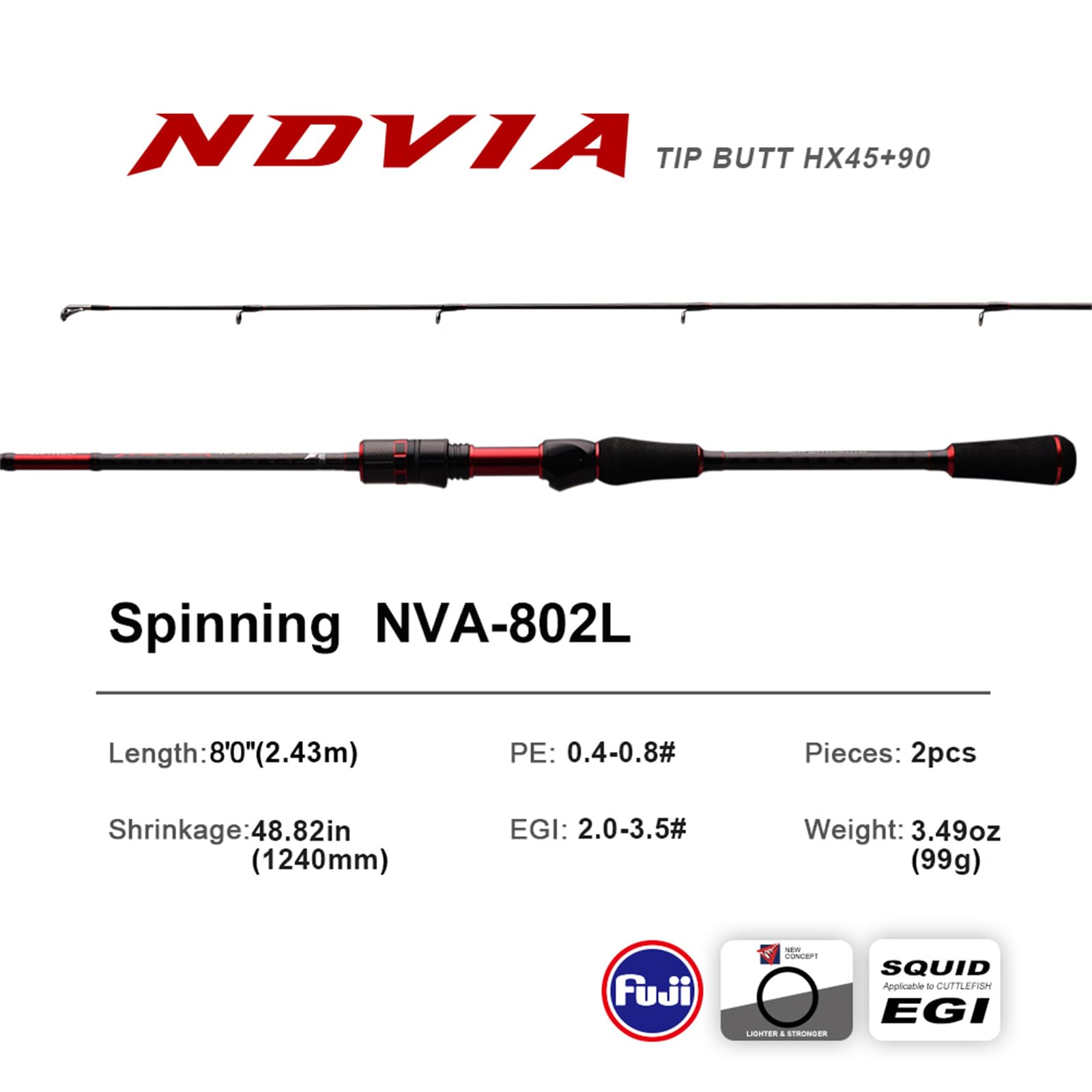 Pure Lure HX 45+90 technology enhances casting distance and rod power.