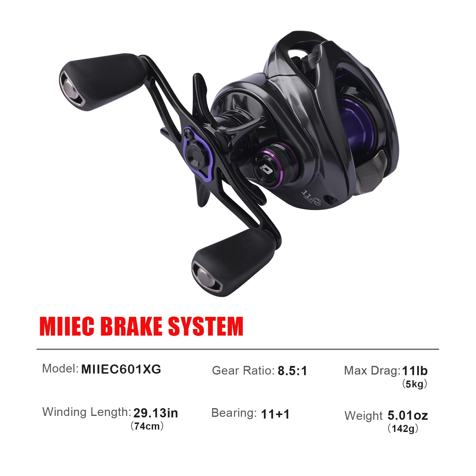 MIIEC BFS Baitcasting Reel 5.01 oz weight close-up