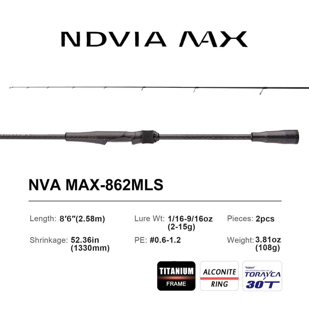 PureLure NDVIA MAX ultralight carbon rolled-handle enhances sensitivity and comfort.