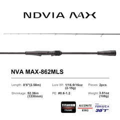 PureLure NDVIA MAX ultralight carbon rolled-handle enhances sensitivity and comfort.