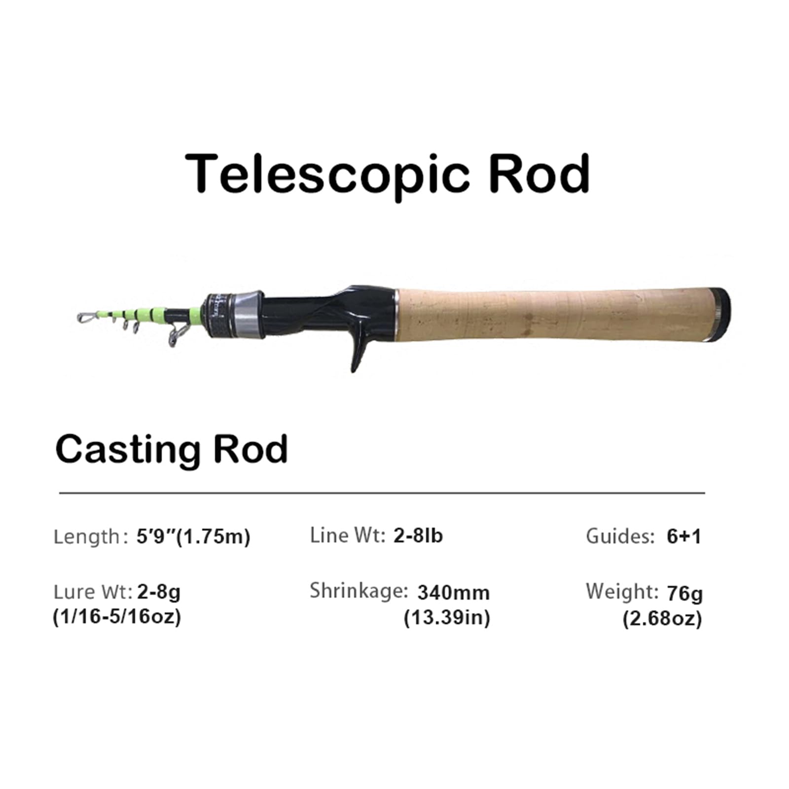 Pure Lure reel seat with cork handle offers sensitive grip and comfortable casting.