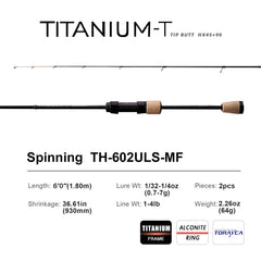 PureLure Titanium-T ultra-light rod silhouette enabling featherweight lure casting.