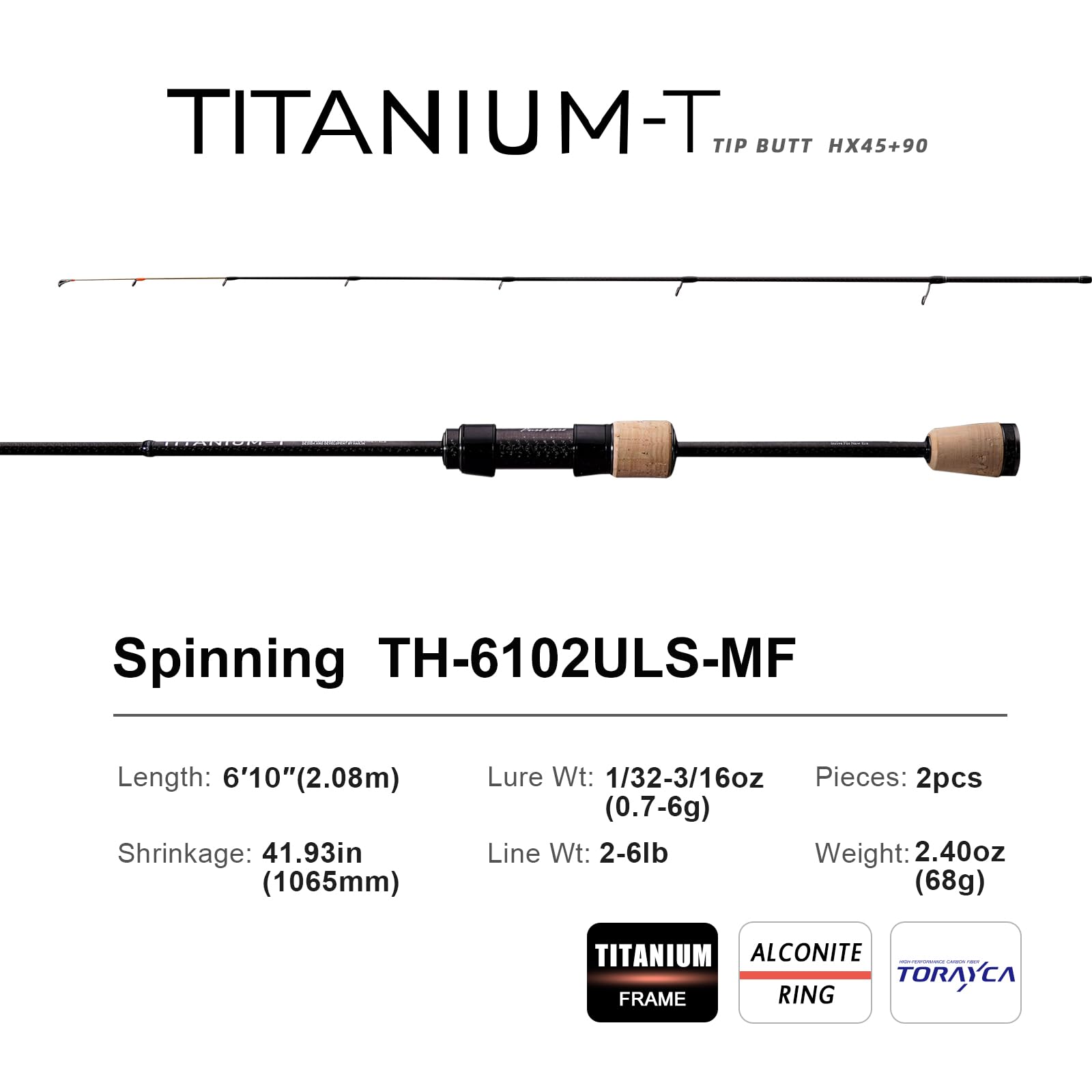 PureLure Titanium-TMF rod with blue ceramic ring guide details for smooth line flow.