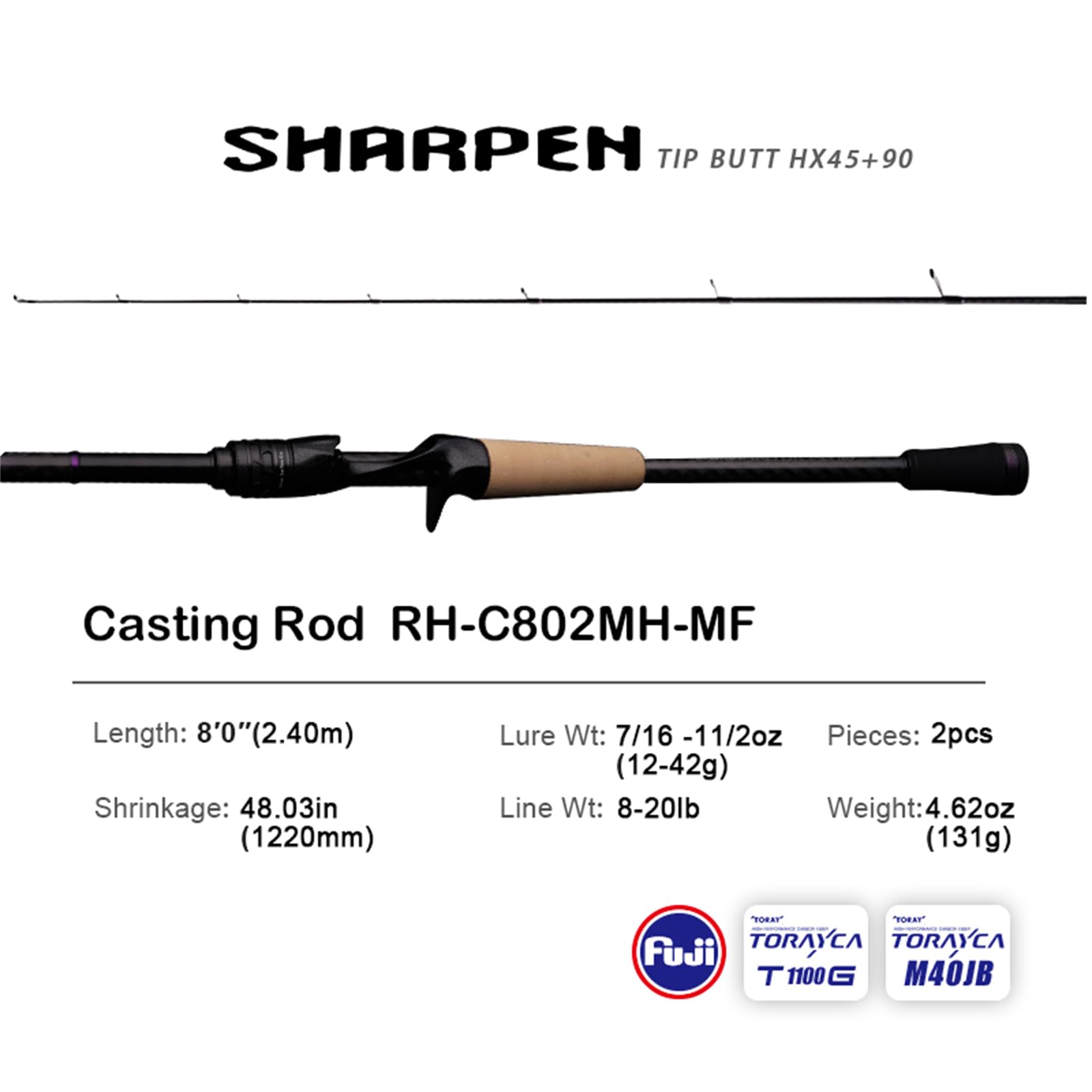 PureLure Toray T1100G tip for enhanced power transfer during casts