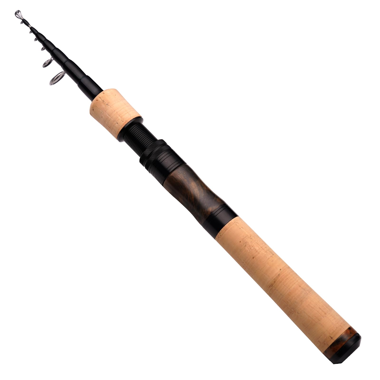 Pure Lure travel telescopic rod shown compact and pack-ready for outdoors