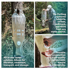 Puribag compact water filter pack; portable system for backpacking and emergencies