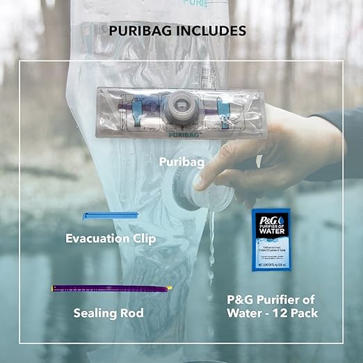 Puribag PG purifier water packs; trusted packs for reliable dirt-water purification