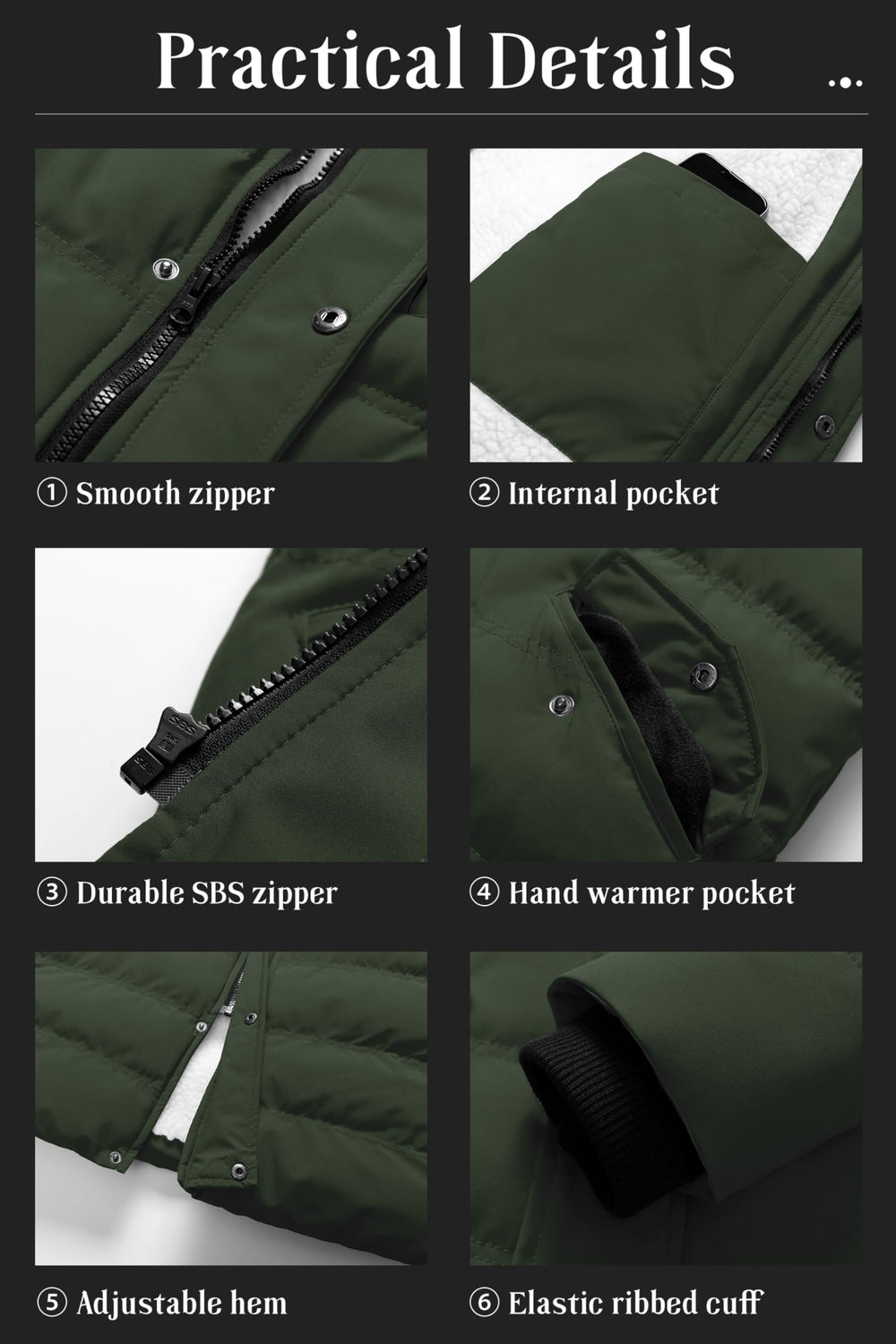 Pursky men's puffer jacket army green 3D tailoring for ergonomic fit