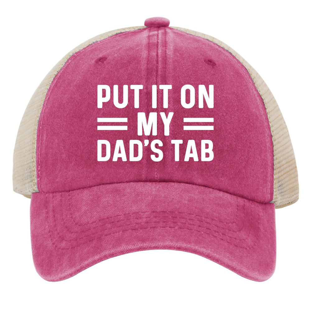 Close-up of the PUT IT ON MY DAD'S TAB design
