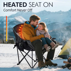 PUVASIA heated camping chair backrest-heat highlights dual-zone warmth