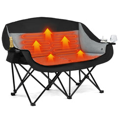 PUVASIA heated double camping chair with dual-zone controls for two-person warmth