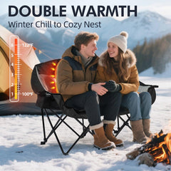 PUVASIA heated double camping chair wide-seat-area spacious comfort for two adults