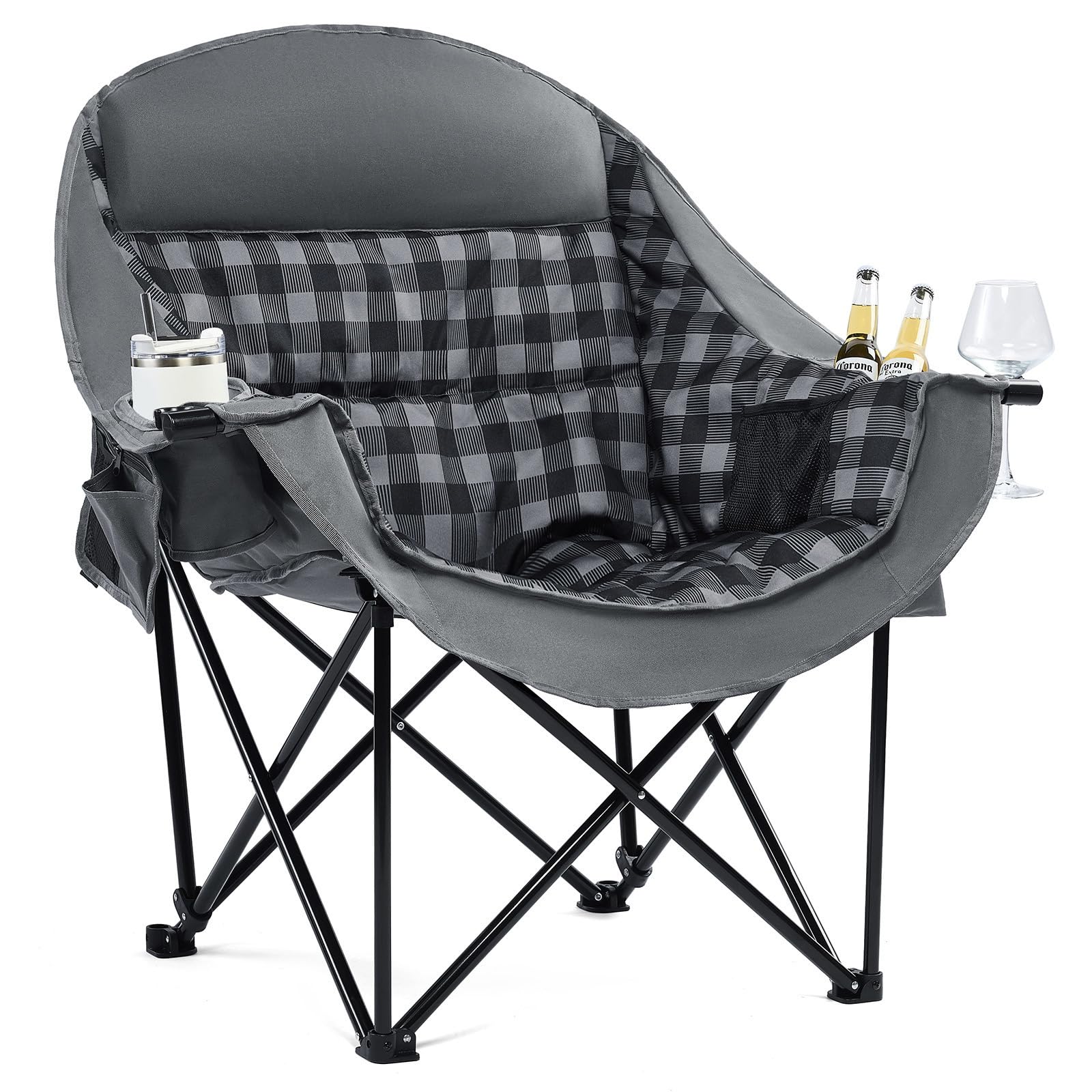PUVASIA oversized camping chair wide-seat display highlighting spacious comfort.