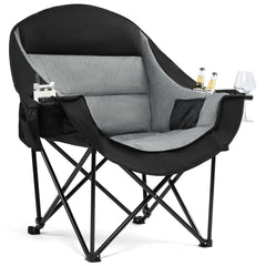 PUVASIA oversized camping chair wide seat provides all-day comfort for outdoor lounging.
